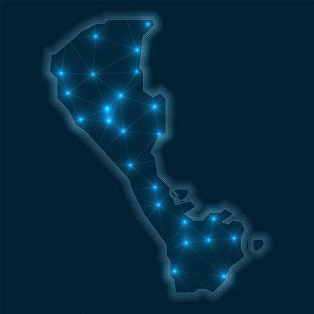 Boracay network map. Abstract geometric map of the island. Digital connections and telecommunication design. Glowing internet network. Trendy vector illustration.のイラスト素材