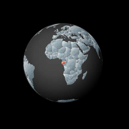 Low poly globe centered to Gabon. Red polygonal country on the globe. Satellite view of Gabon. Cool vector illustration.のイラスト素材