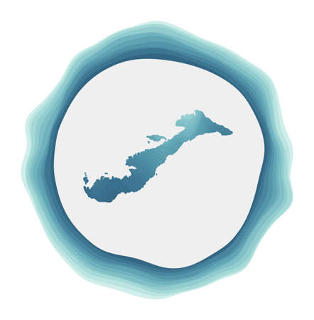 Amorgos icon. Badge of the island. Layered circular sign around Amorgos border shape. Captivating vector illustration.のイラスト素材