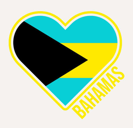Bahamas heart flag badge. Made with Love from Bahamas logo. Flag of the country heart shape. Vector illustration.のイラスト素材