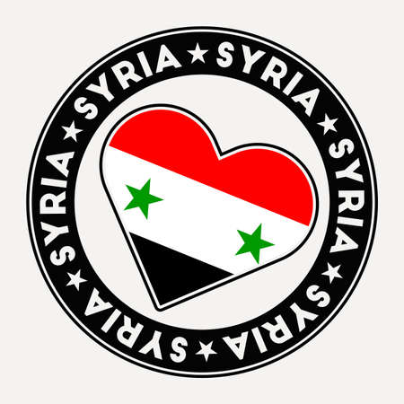 Syria heart flag badge. From Syria with love logo. Support the country flag stamp. Vector illustration.のイラスト素材