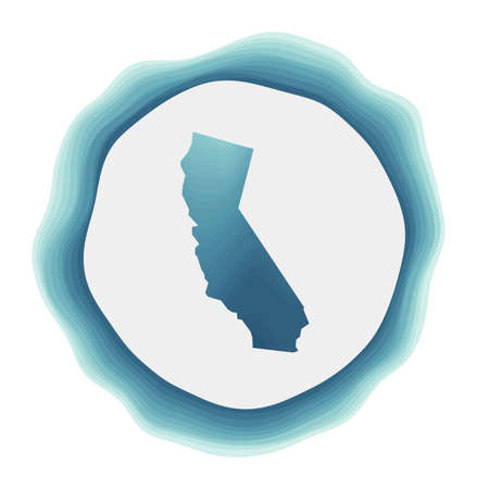 California logo. Badge of the us state. Layered circular sign around California border shape. Awesome vector illustration.のイラスト素材