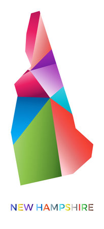 Bright colored New Hampshire shape. Multicolor geometric style us state logo. Modern trendy design. Artistic vector illustration.のイラスト素材