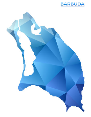 Vector polygonal Barbuda map. Vibrant geometric island in low poly style. Elegant illustration for your infographics. Technology, internet, network concept.のイラスト素材