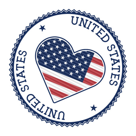 United States heart badge. Vector logo of United States appealing Vector illustration.のイラスト素材