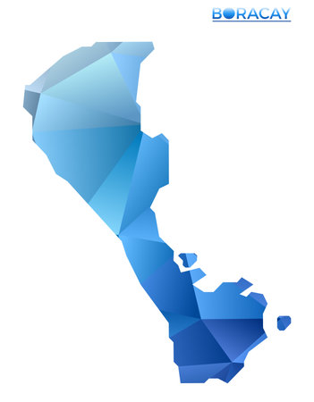 Vector polygonal Boracay map. Vibrant geometric island in low poly style. Trendy illustration for your infographics. Technology, internet, network concept.のイラスト素材