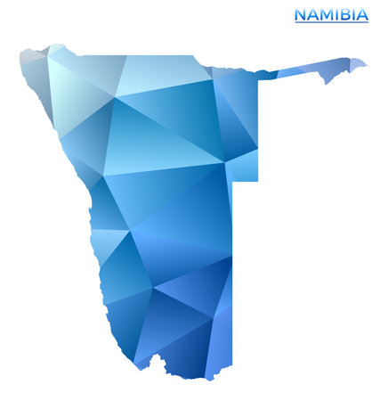 Vector polygonal Namibia map. Vibrant geometric country in low poly style. Awesome illustration for your infographics. Technology, internet, network concept.のイラスト素材