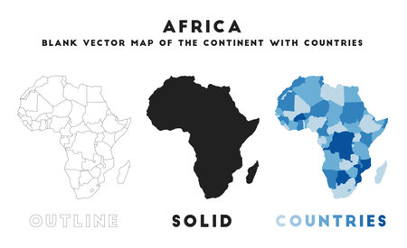 Africa map. Borders of Africa for your infographic. Vector continent shape. Vector illustration.のイラスト素材