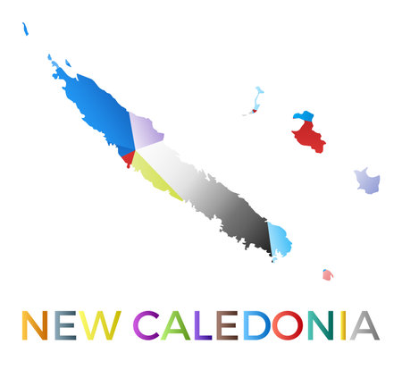 Bright colored New Caledonia shape. Multicolor geometric style country logo. Modern trendy design. Beautiful vector illustration.のイラスト素材
