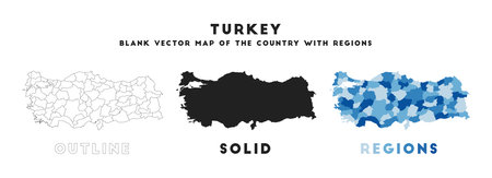 Turkey map. Borders of Turkey for your infographic. Vector country shape. Vector illustration.のイラスト素材