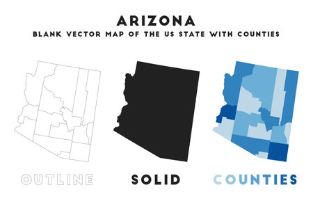 Arizona map. Borders of Arizona for your infographic. Vector us state shape. Vector illustration.のイラスト素材