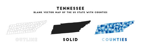 Tennessee map. Borders of Tennessee for your infographic. Vector us state shape. Vector illustration.のイラスト素材