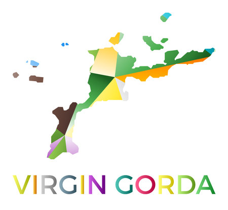 Bright colored Virgin Gorda shape. Multicolor geometric style island . Modern trendy design. Cool vector illustration.のイラスト素材