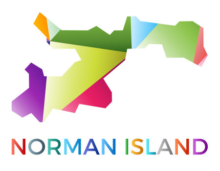 Bright colored Norman Island shape. Multicolor geometric style island logo. Modern trendy design. Amazing vector illustration.のイラスト素材