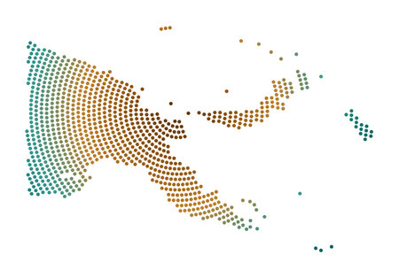 Papua New Guinea dotted map. Digital style shape of Papua New Guinea. Tech icon of the country with gradiented dots. Trendy vector illustration.のイラスト素材