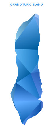 Vector polygonal Grand Turk Island map. Vibrant geometric island in low poly style. Authentic illustration for your infographics. Technology, internet, network concept.のイラスト素材