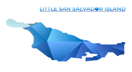 Vector polygonal Little San Salvador Island map. Vibrant geometric island in low poly style. Astonishing illustration for your infographics. Technology, internet, network concept.のイラスト素材