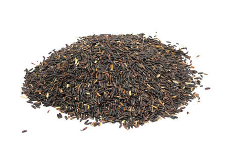 Brown rice isolated on white background, Riceberryの写真素材