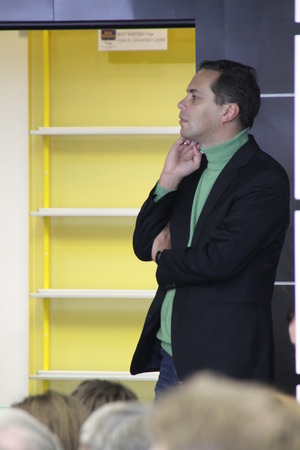 Moscow, Russia - February 11, 2012. the leader of the party of Democratic choice politician Vladimir Milov. Conference on the set of observers to the elections. Hotel Izmailovoのeditorial素材