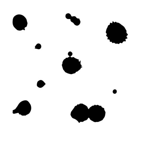 Black blobs with small and large drops and splashes, design elementのイラスト素材