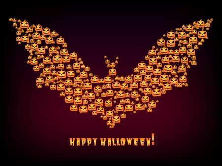 Happy Halloween Holiday vector background bat out evil pumpkinsのイラスト素材
