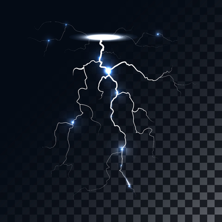 Vector lightning light effect. The forces of nature and weather. Magical power and energy. Thunder rain elementのイラスト素材