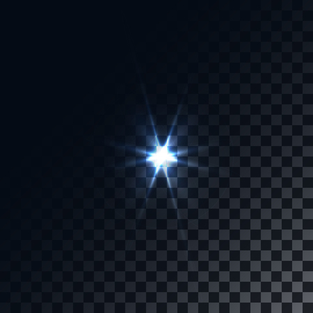 Optical flare on a dark blue background. The lighting effects. Magic and the holidays. Vector elementのイラスト素材