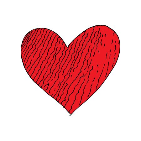 Red heart doodle crack hand drawing. Romance relationship love Valentines day wedding. Heart vector. Heart background. Heart icon.のイラスト素材