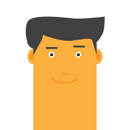 Flat face Stylish happy man avatar vector character. Flat head. Flat avatar. Flat character. Emoticon vector.のイラスト素材