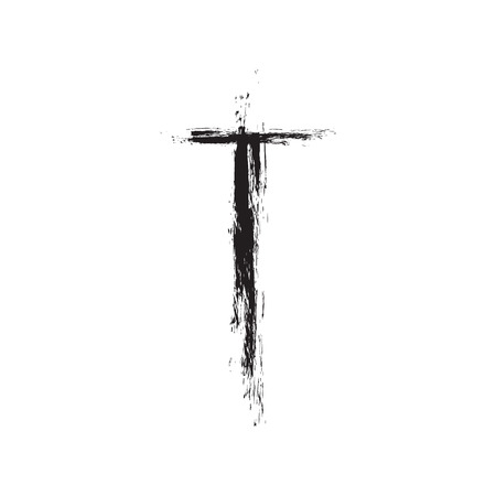 Christian cross grunge vector illustration. Old vector cross. Christian cross crucifix. Black cross vectorのイラスト素材