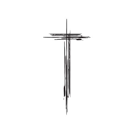 Christian cross grunge vector illustration. Old vector cross. Christian cross crucifix. Black cross vectorのイラスト素材