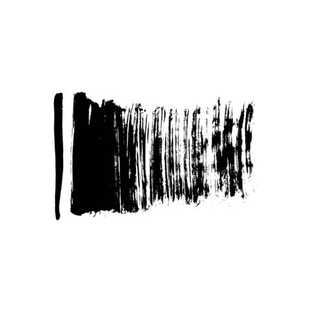 Grunge Brush Stroke Vector. Distressed Brush Black. Textured paint brushes. Old ink line paint uneven brushのイラスト素材