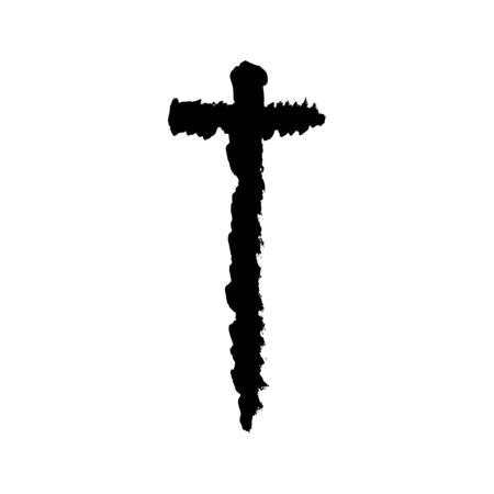 Christian cross grunge vector religion symbol. The Cross Of Jesus Christ. The cross of Christianity Catholicism Protestantism Orthodoxy. Old black crossの写真素材