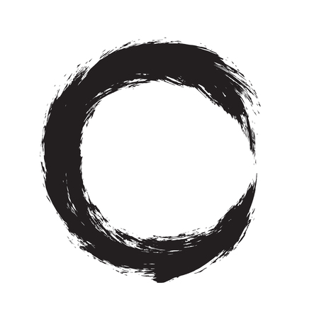 circle shape vector black grunge background. Vintage old round. A circular trail mark. Round frame brush paint blot. Black circle lineのイラスト素材