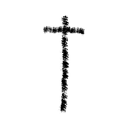 Christian cross grunge vector religion symbol. The Cross Of Jesus Christ. The cross of Christianity Catholicism Protestantism Orthodoxy. Old black crossのイラスト素材