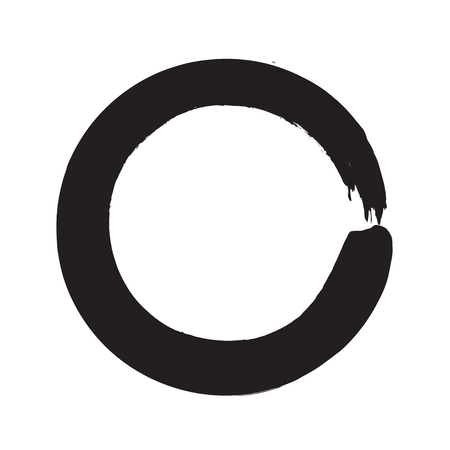 circle shape vector black grunge background. Vintage old round. A circular trail mark. Round frame brush paint blot. Black circle lineのイラスト素材