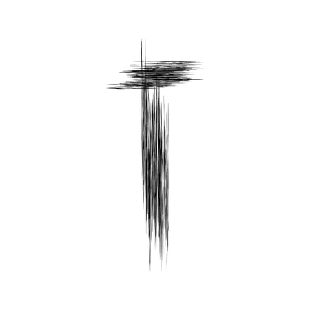 Christian cross grunge vector religion symbol. The Cross Of Jesus Christ. The cross of Christianity Catholicism Protestantism Orthodoxy. Old black crossの写真素材