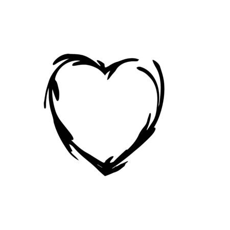heart shape symbol love vector black. Heart symbol wedding and Valentine day. Heart black outline frame.のイラスト素材