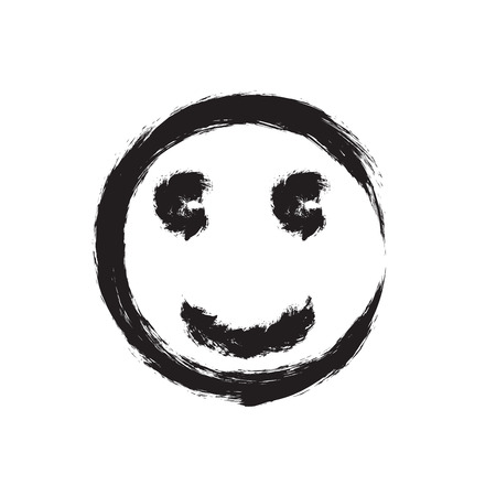 Smile face grunge icon symbol Emoji. Textured line. Black smile. Vector smileのイラスト素材