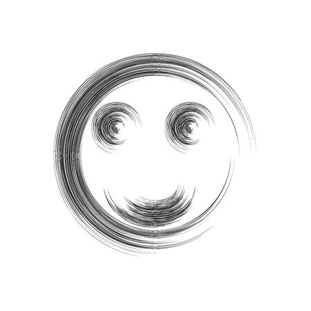 Smile face grunge icon symbol Emoji. Textured line. Black smile. Vector smileのイラスト素材