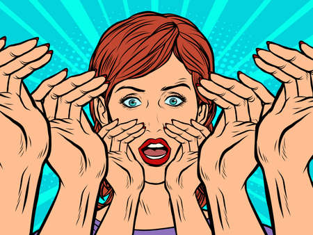 Pop art woman screamsのイラスト素材