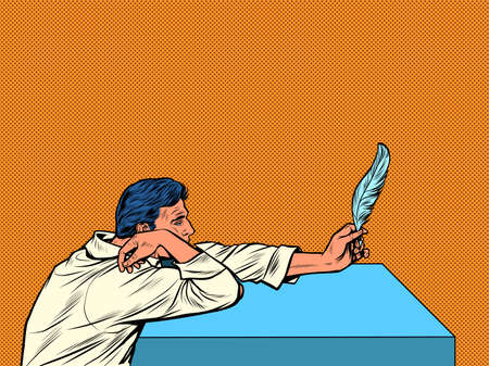 poet writer with a quill penのイラスト素材