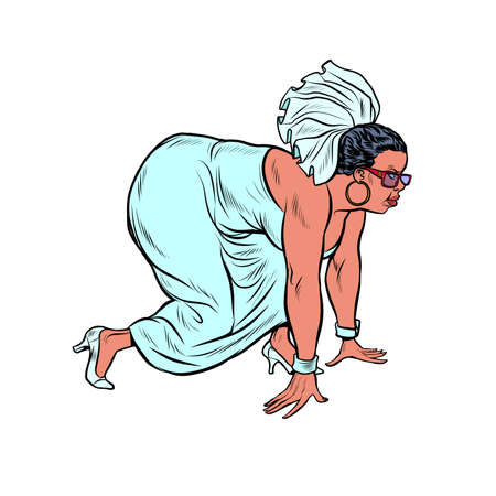 black Woman bride at the startのイラスト素材