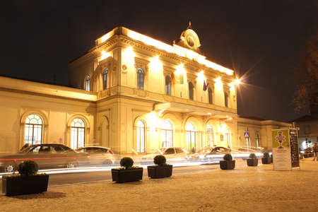 train station at night illuminatedのeditorial素材