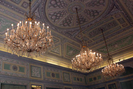 example of Italian art: vaulted ceilings and chandeliers to drops in 1777のeditorial素材