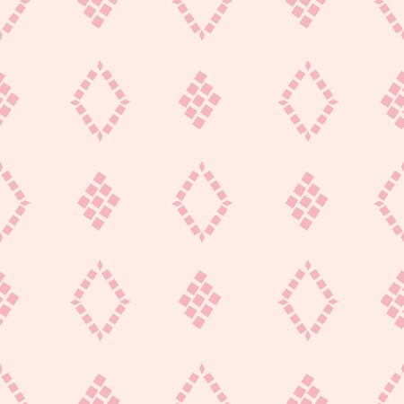 Vector pastel pink diamond shaped brick pattern background. Seamless geometric vector design. Irregular painterly effect. Great for wellness, summer, sport products, packaging, home decor, stationeryのイラスト素材