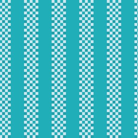 Gingham striped vector seamless pattern background. Vertical blue and white checkered wide spaced...
