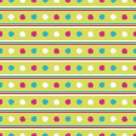 Tropical flower linear geometric seamless vector pattern background. Rows of drawn blooms and stripes backdrop. Floral design. Exotic hot summer all over print for vacation or wedding resort concept.のイラスト素材