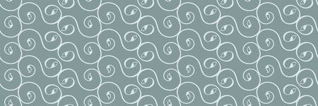 Elegant celtic swirl seamless vector border design. Modern stylized floral monochrome illustration. Abstract horizontal geometric banner. Neutral edging, trim for irish, gaelic celebration conceptのイラスト素材