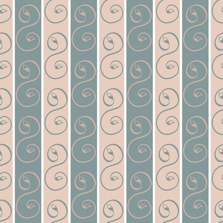 Elegant celtic seamless vector pattern background. Stylized leaf swirls pink blue backdrop. Hand drawn geometric vertical stripe repeat. All over print for irish, scottish gaelic wedding conceptのイラスト素材